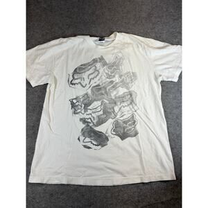 Vintage 90s Fox Logo Graphic T Shirt Mens Large White Retro Streetwear Casual
